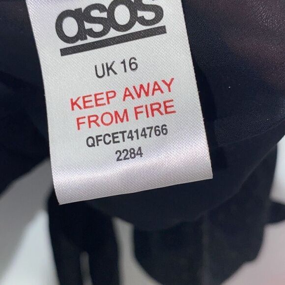 ASOS Women's Black Swiss Dot Chiffon Crew Neck Tie Front Blouse Size 16 - Picture 5 of 6